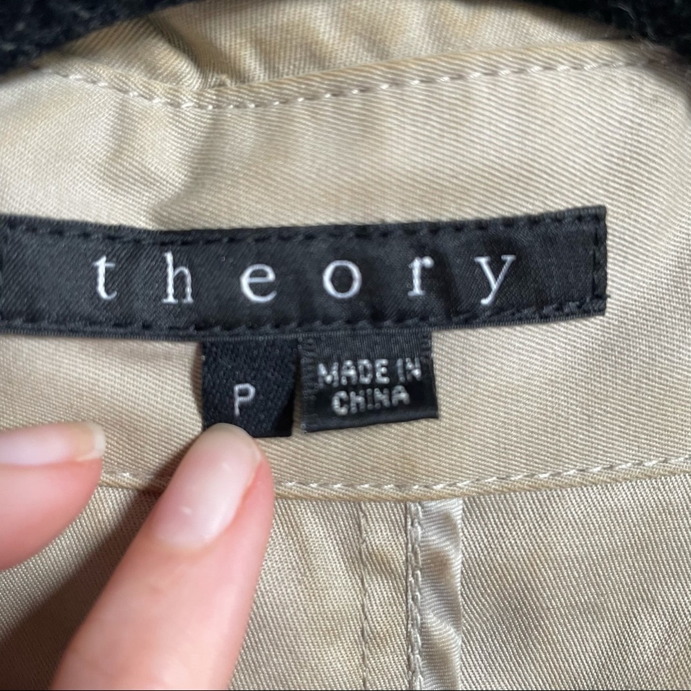 THEORY Classic Double-Breasted Trench Coat / SZ: P - Picture 2 of 5